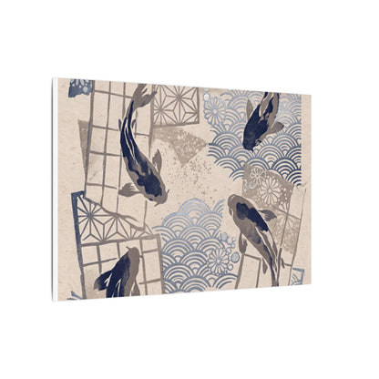Earthy Koi Pond Canvas Art - Japanese Pattern Japandi