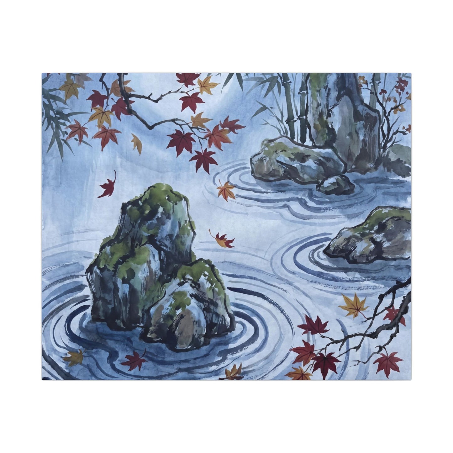 Rock Garden Autumn Canvas Art | Zen Tranquil Design