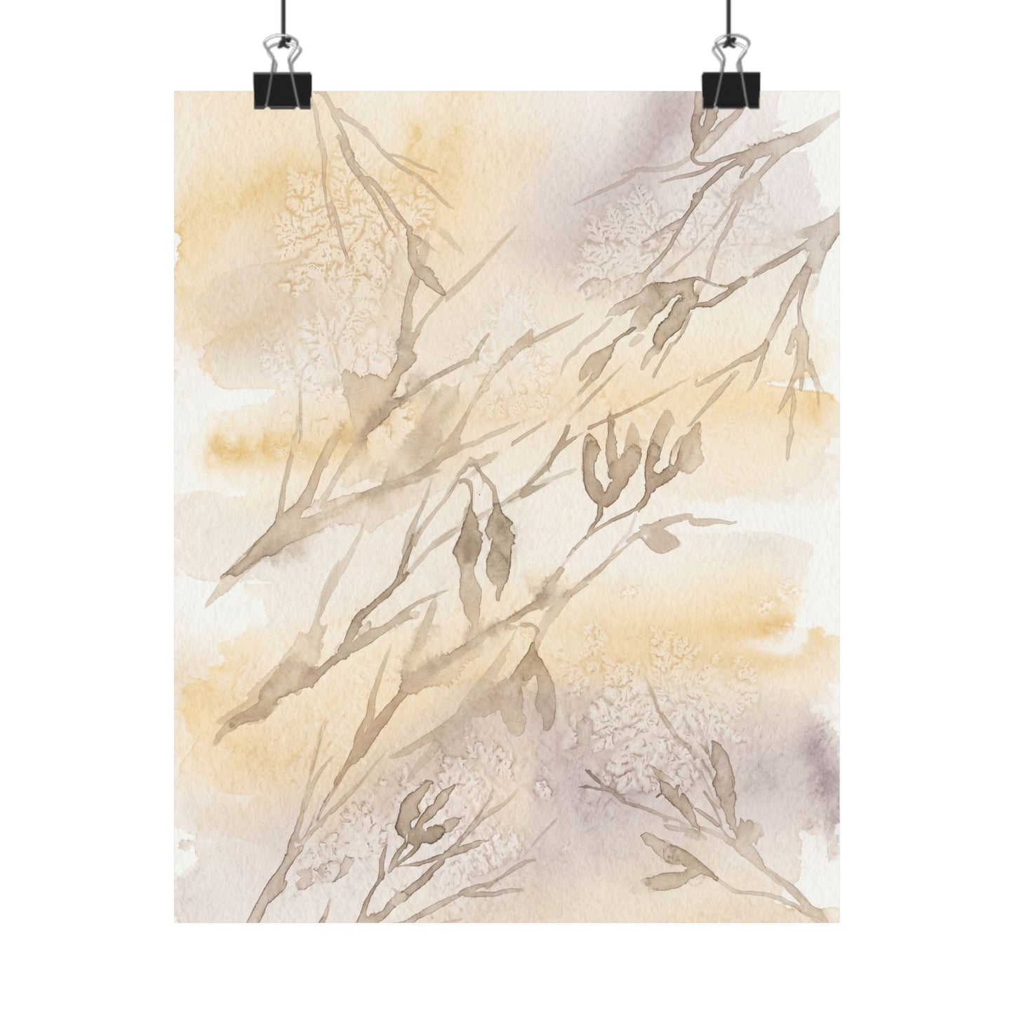 Shadow Play Winter Wall Art Print | Japandi Warm Design