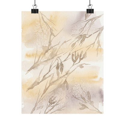 Shadow Play Winter Wall Art Print | Japandi Warm Design
