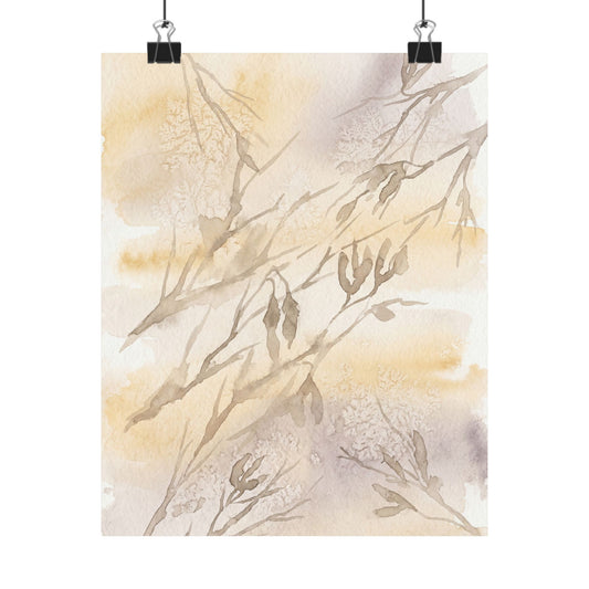 Shadow Play Winter Wall Art Print | Japandi Warm Design