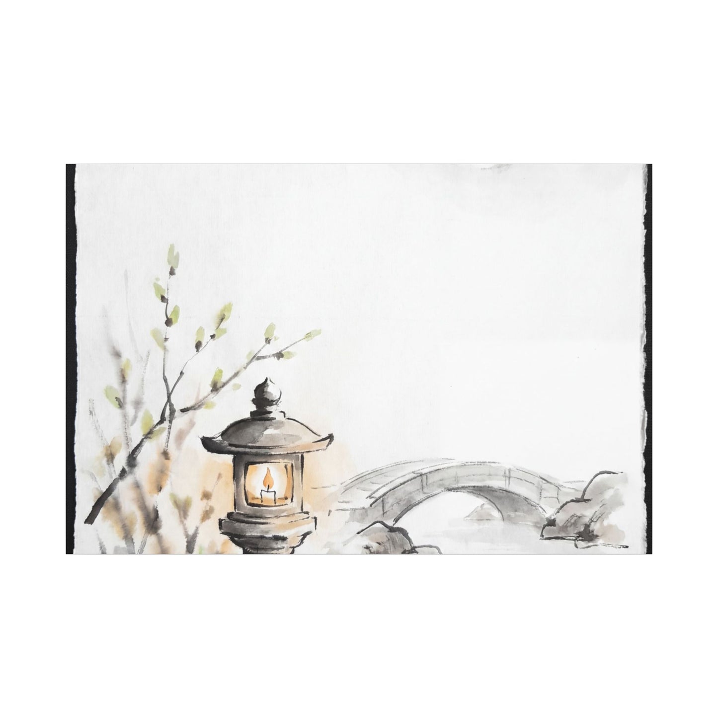 Moonlit Garden Spring Canvas Art | Zen Contemplative Design