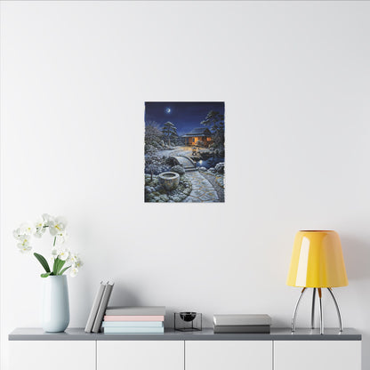 Moonlit Garden Winter Canvas Art | Kintsugi Artful Design