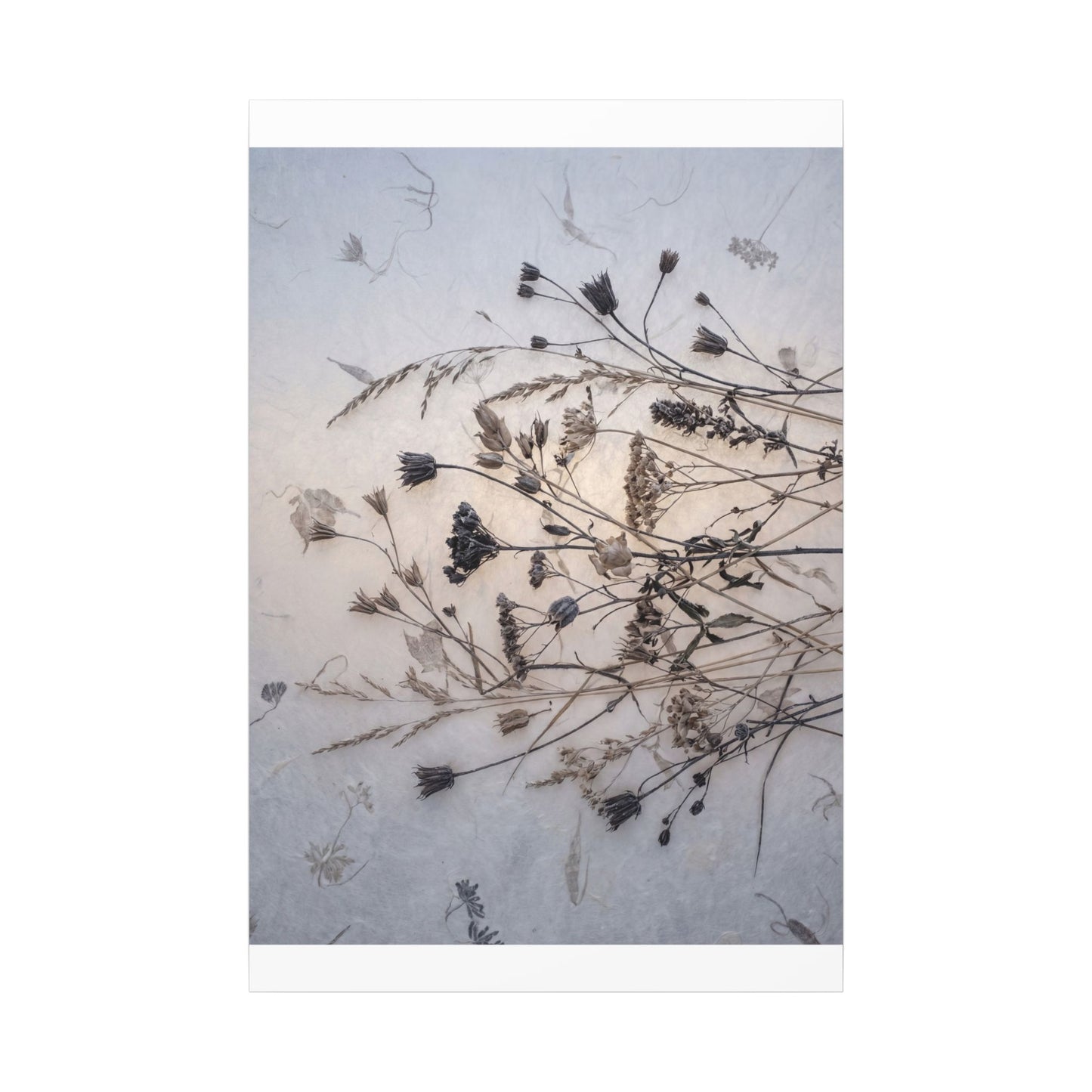 Elegant Dried Flowers Canvas Art - Japanese Pattern Japandi