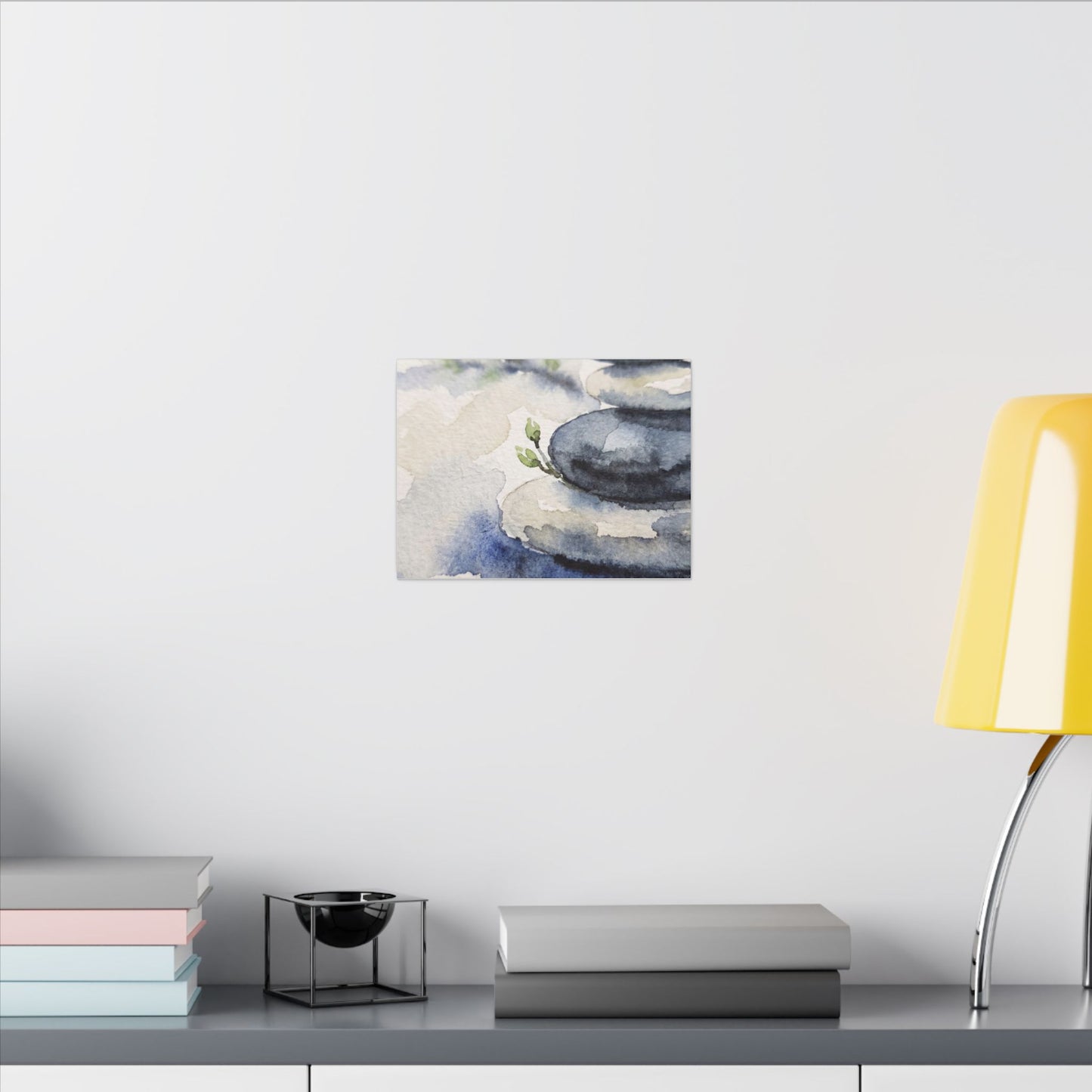 River Stones Watercolor Canvas Art | Cozy Japandi Art