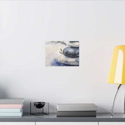 River Stones Watercolor Canvas Art | Cozy Japandi Art