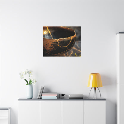 Kintsugi Ceramic Bowl in Golden Hour | Gold Vein Canvas Art