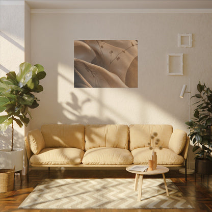 Japandi Silk Drape in Golden Hour | Japanese Pattern Canvas Art