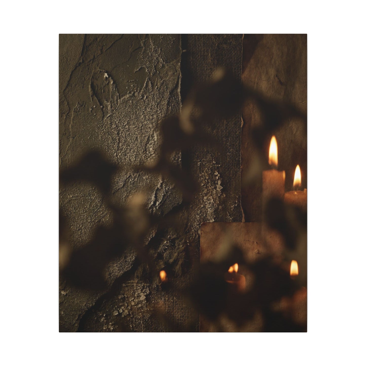 Shadow Play Dark Texture Canvas Art | Moody Dark Japandi Art
