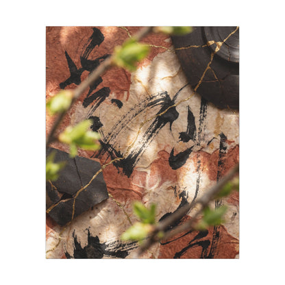 Datsuzoku Ink Brushstroke Canvas Art - Kintsugi Gold Repair