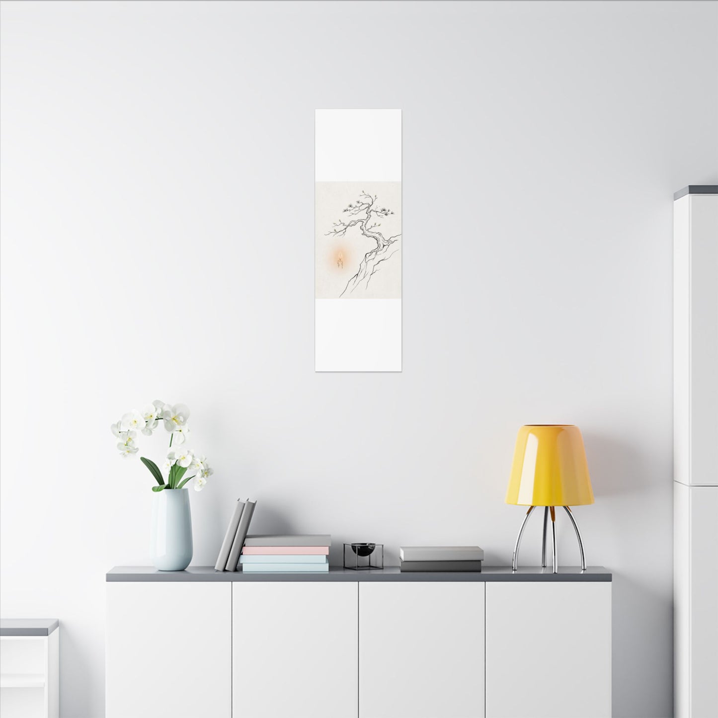 Candlelight Pine Tree Canvas Art - Japandi Shibui