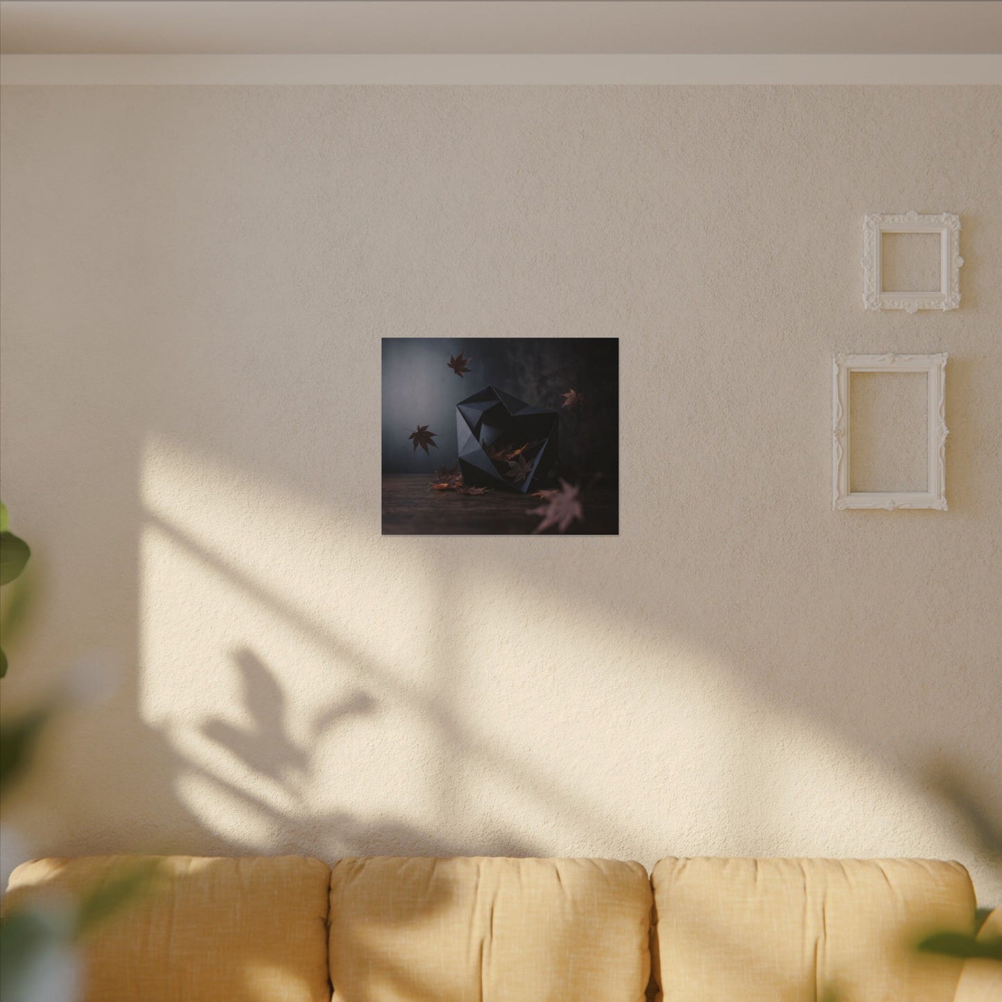 Dark Japandi Paper Fold in Dawn | Shadow Zen Canvas Art