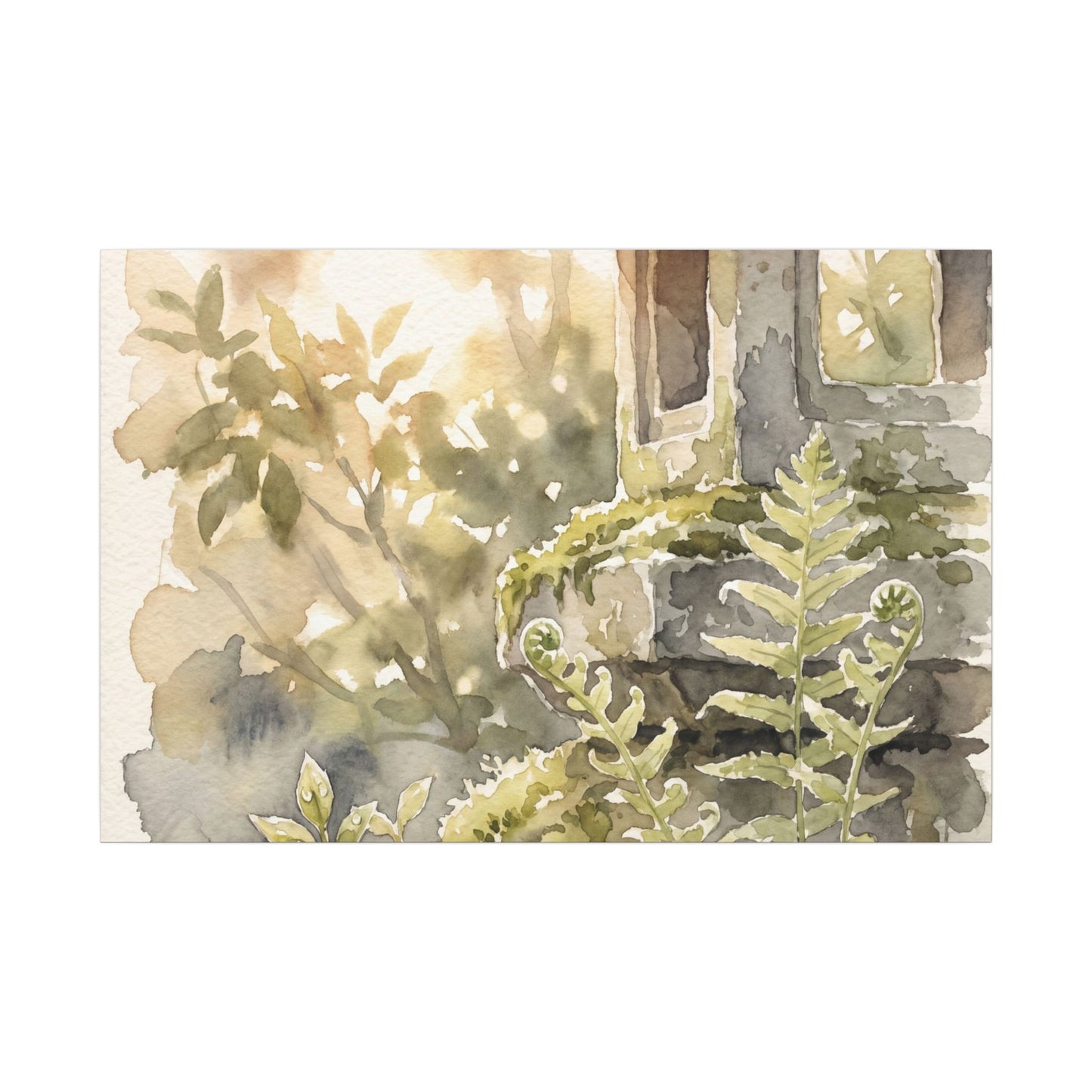 Earthy Stone Lantern Canvas Art - Watercolor Japandi