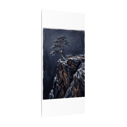 Dark Japandi Pine Tree in Dawn | Dark Texture Canvas Art