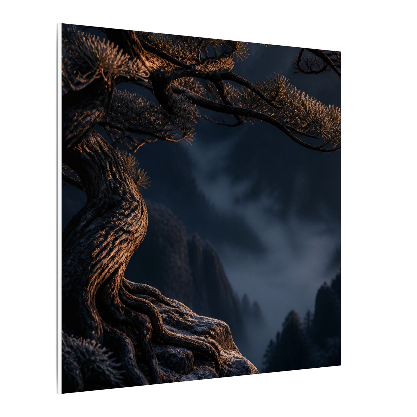 Bold Pine Tree Canvas Art - Shadow Zen Dark Japandi