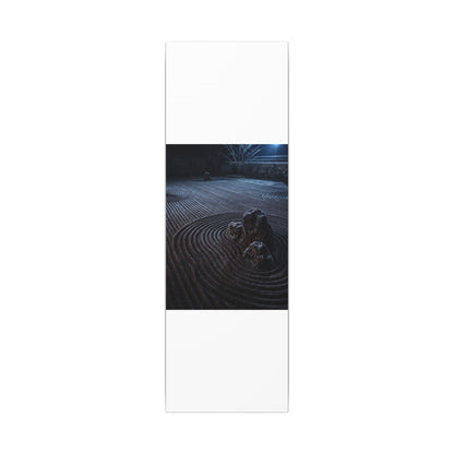 Moonlight Rock Garden Canvas Art - Dark Japandi Seijaku