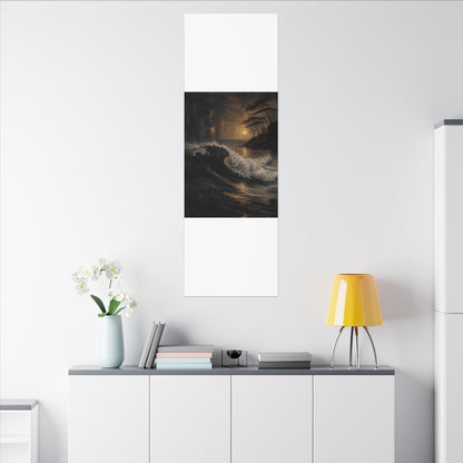 Ocean Wave Dark Texture Canvas Art | Bold Dark Japandi Art