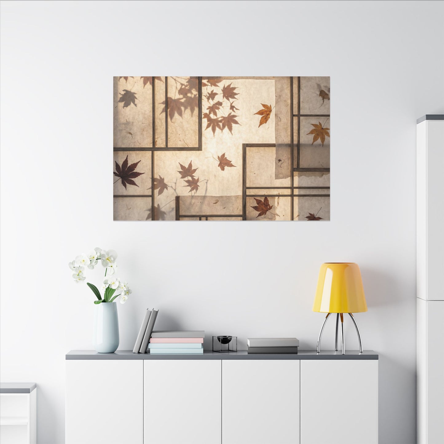Shoji Screen Japanese Pattern Canvas Art | Neutral Japandi Art