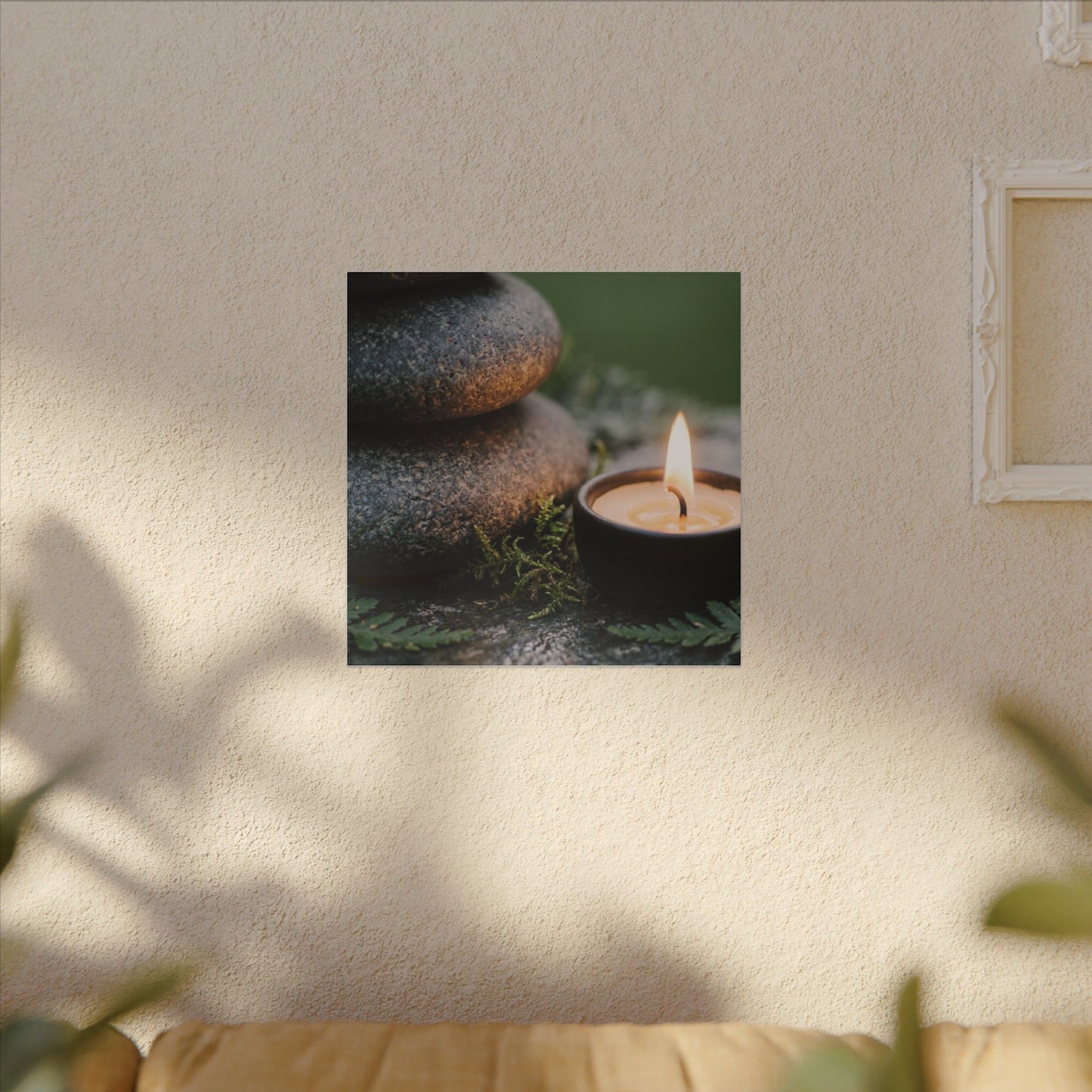 Warm River Stones Canvas Art - Japanese Pattern Japandi