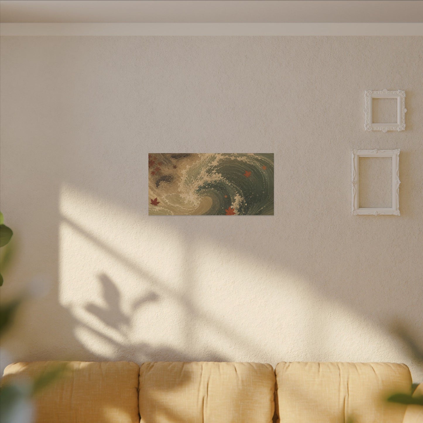 Japandi Ocean Wave in Candlelight | Japanese Pattern Canvas Art