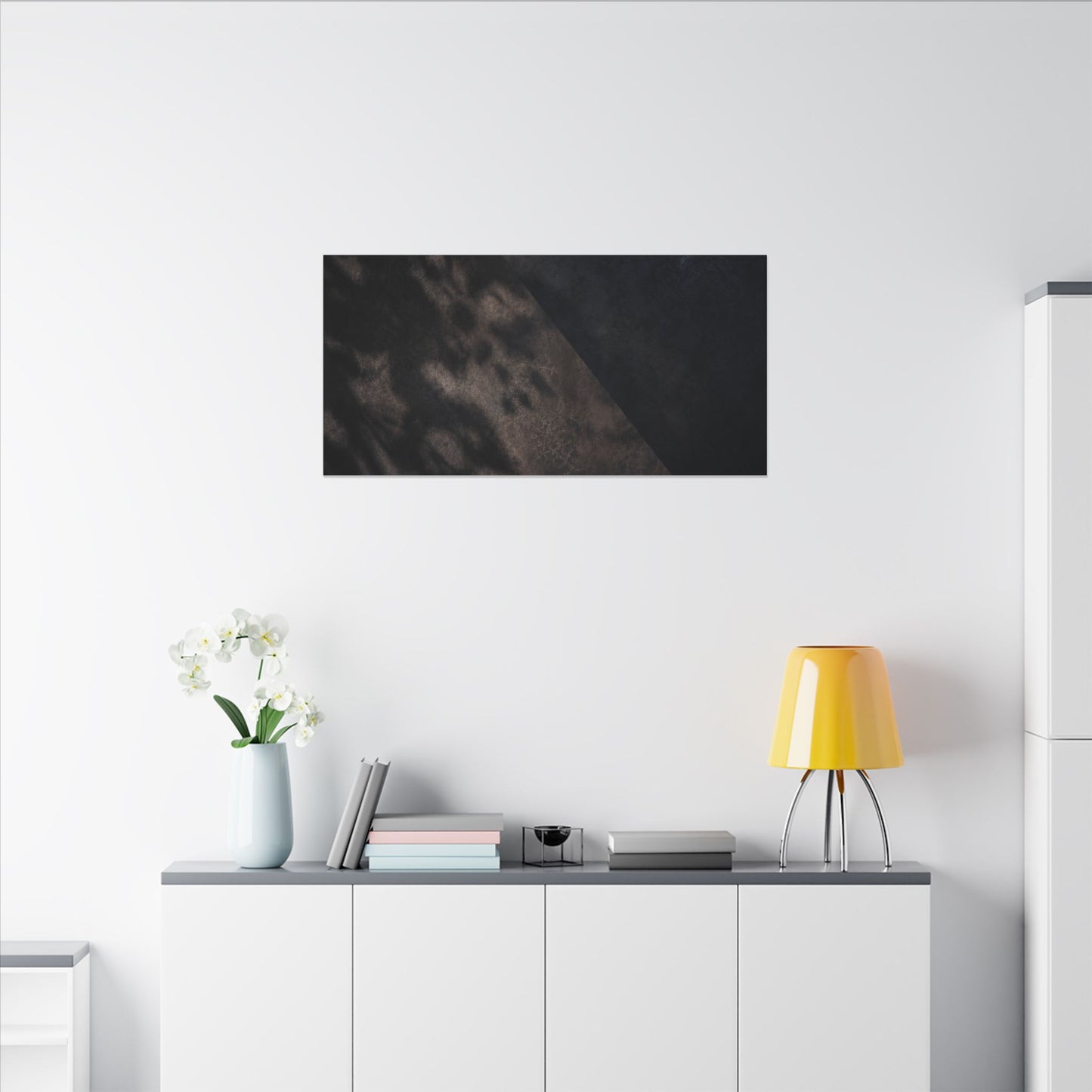 Shadow Play Winter Canvas Art | Dark Japandi Moody Design