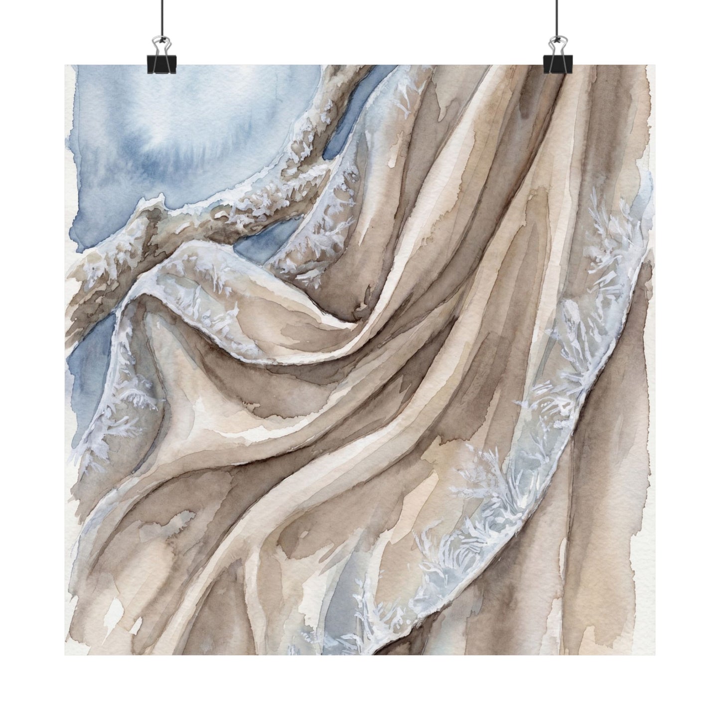 Silk Drape Wall Art Print | Winter Japandi Watercolor Art