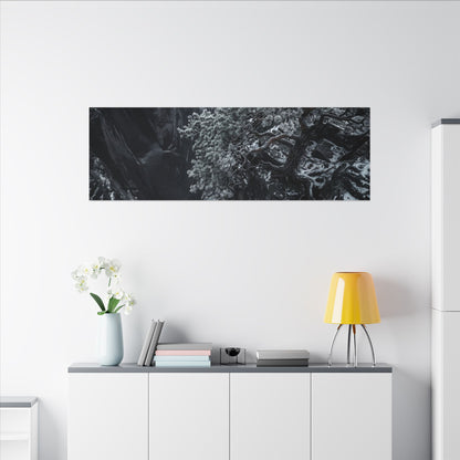 Dark Japandi Pine Tree in Dappled | Dark Texture Canvas Art