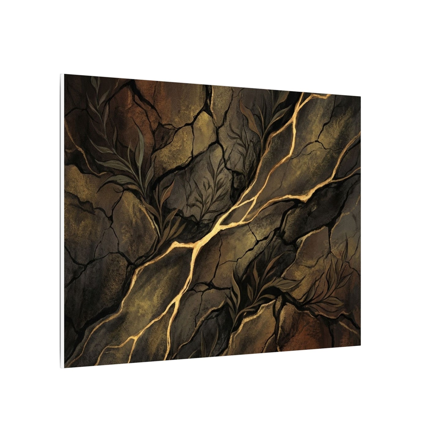 Cracked Earth Charcoal Ink Canvas Art | Bold Dark Japandi Art