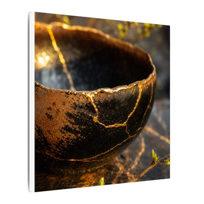 Kintsugi Ceramic Bowl in Golden Hour | Gold Vein Canvas Art
