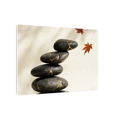 Kintsugi River Stones in Dappled | Crackle Gold Canvas Art