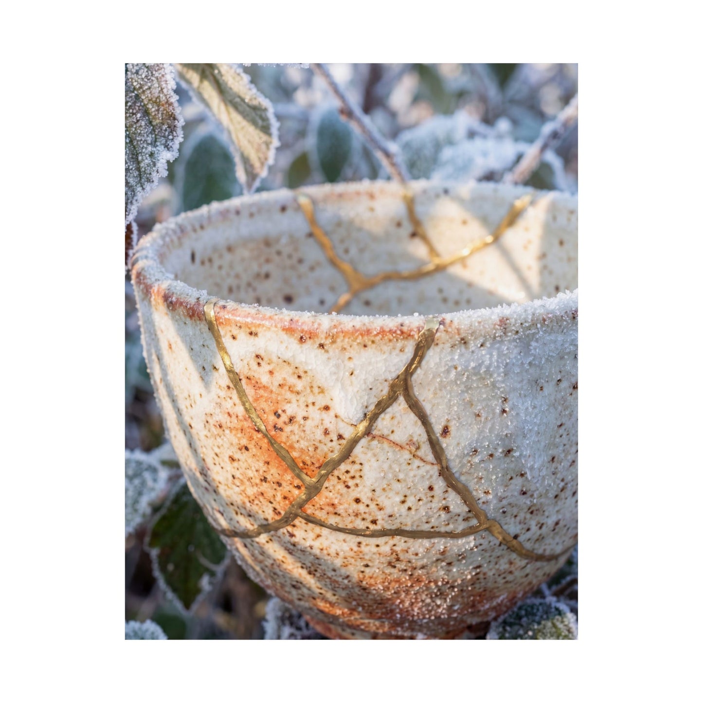 Kintsugi Ceramic Bowl in Dappled | Gold Vein Wall Art Print