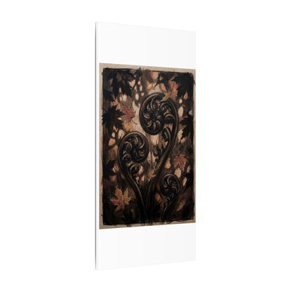Mono No Aware Fern Unfurling Canvas Art - Dark Japandi Charcoal Ink
