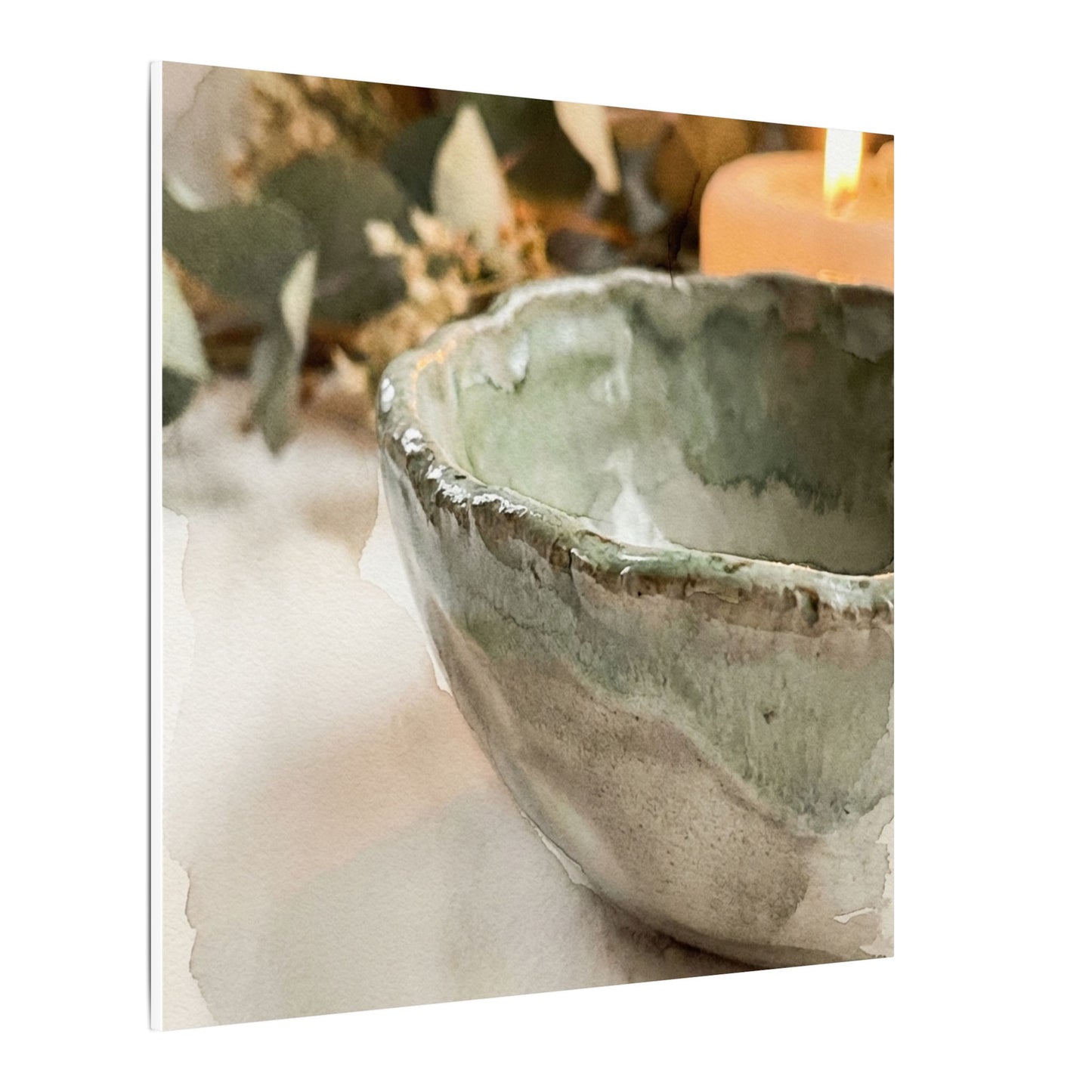 Ceramic Bowl Canvas Art | Summer Japandi Watercolor Art