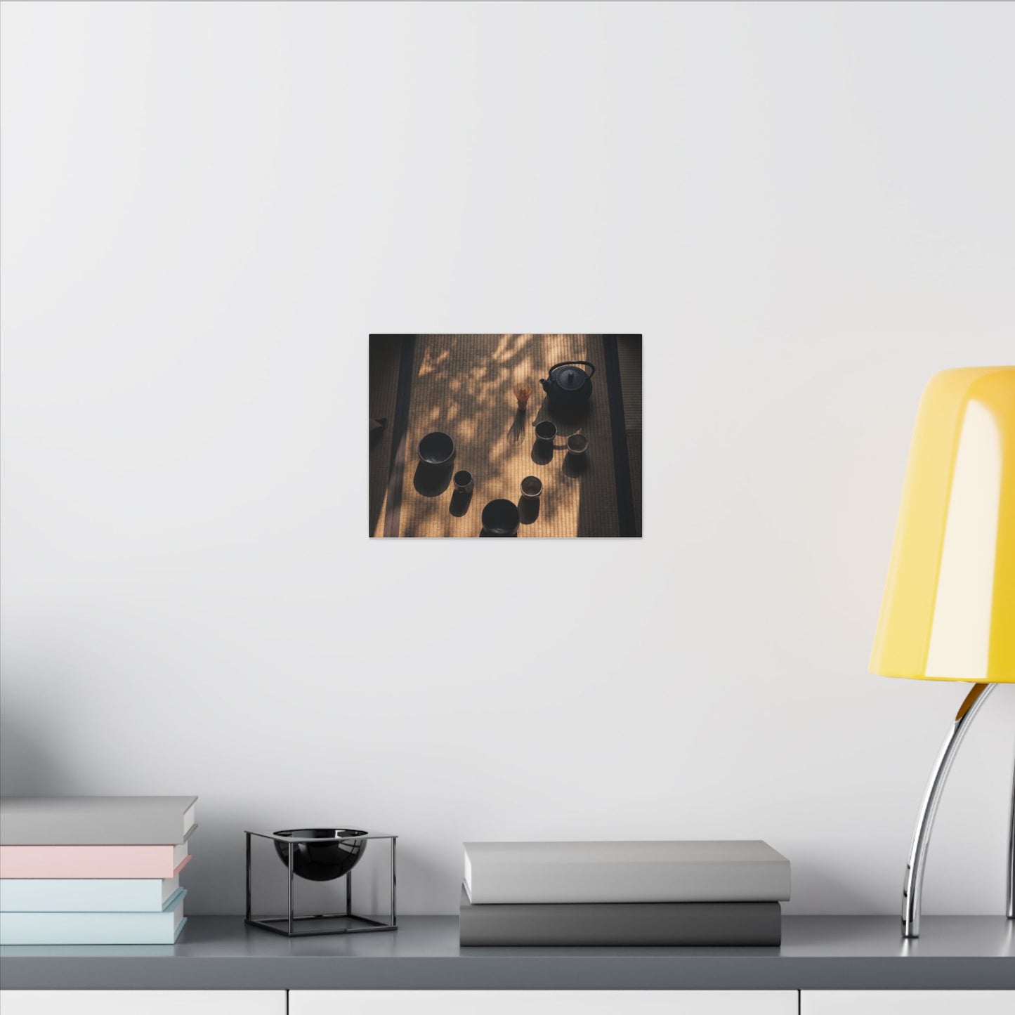 Shibui Tea Ceremony Canvas Art - Dark Japandi Shadow Zen