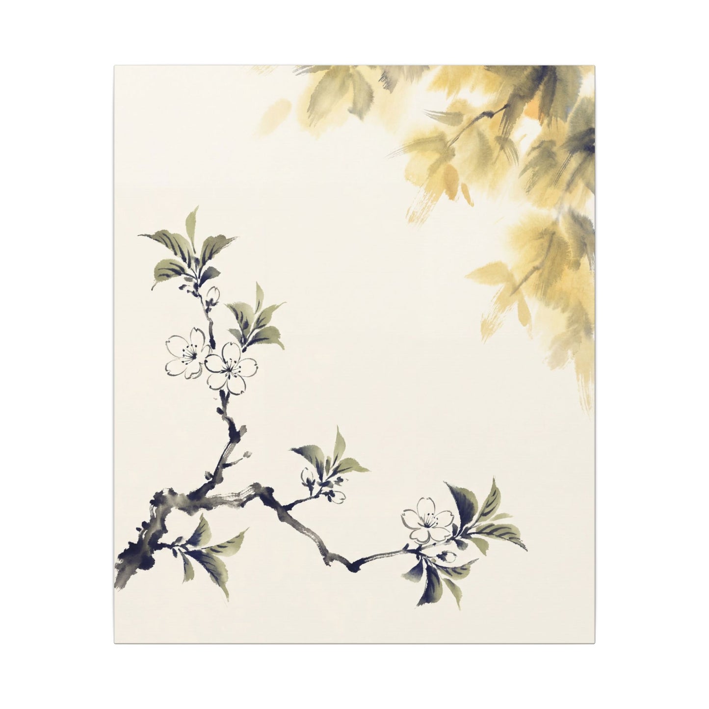 Kanso Cherry Blossom Canvas Art - Zen Sumi E