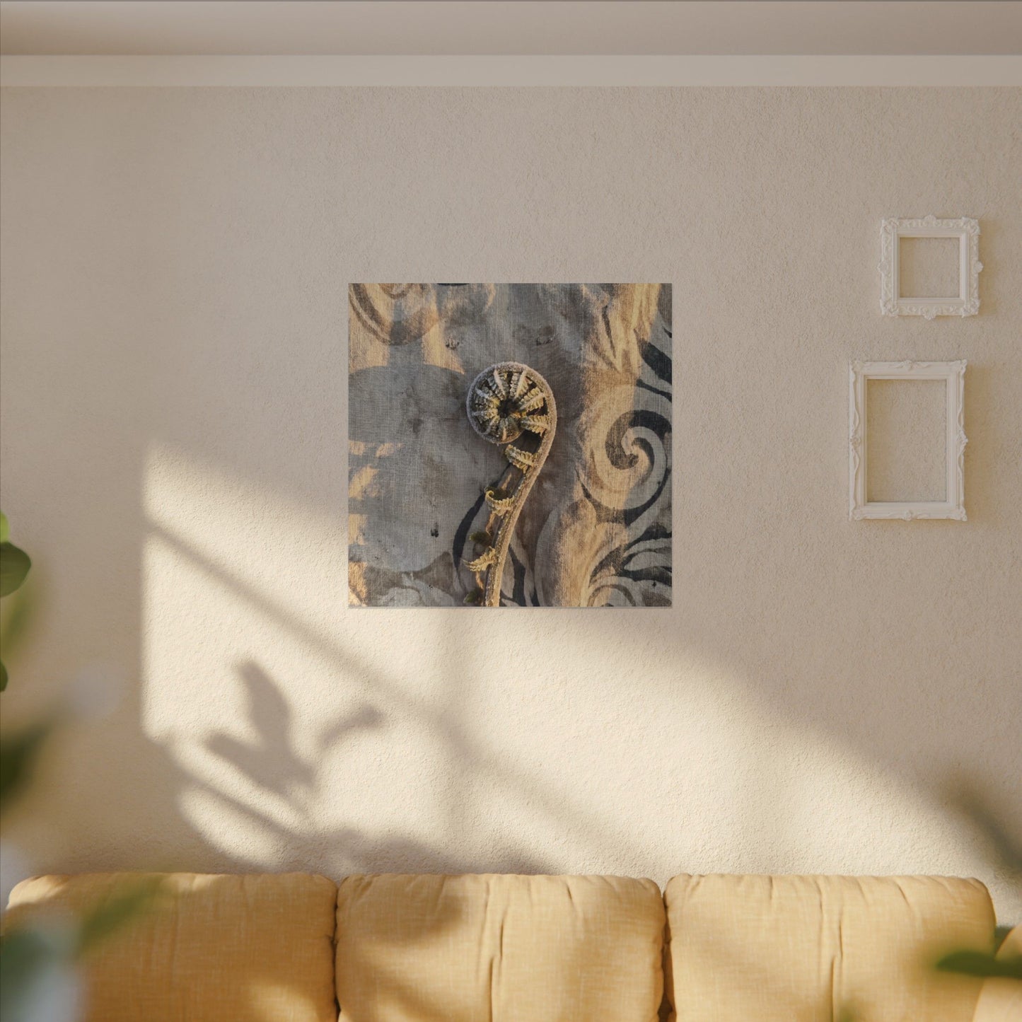 Fern Unfurling Canvas Art | Winter Japandi Japanese Pattern Art