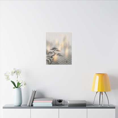 Pine Tree Canvas Art | Winter Japandi Japanese Pattern Art