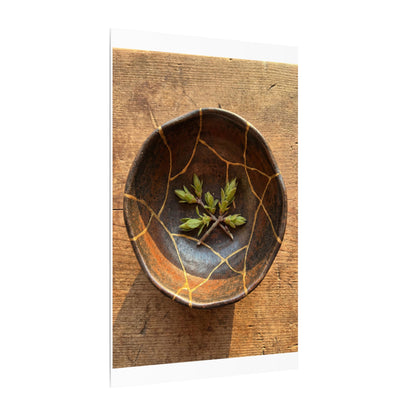 Ceramic Bowl Gold Repair Canvas Art | Resilient Kintsugi Art