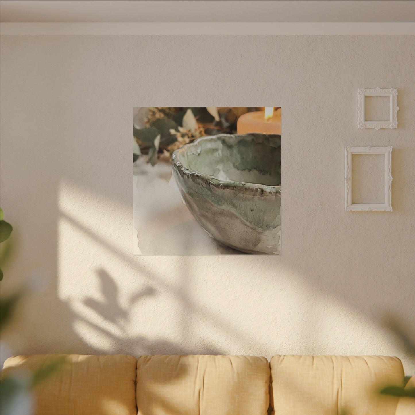 Ceramic Bowl Canvas Art | Summer Japandi Watercolor Art