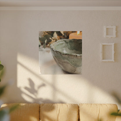 Ceramic Bowl Canvas Art | Summer Japandi Watercolor Art
