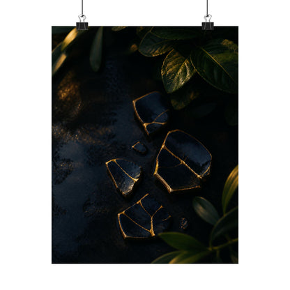 Broken Pottery Wall Art Print | Summer Dark Japandi Moody Minimal Art