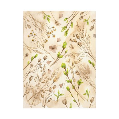 Spring Dried Flowers Watercolor Canvas Art | Earthy Decor