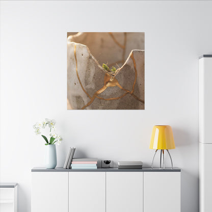 Golden Hour Broken Pottery Canvas Art - Japandi Kanso