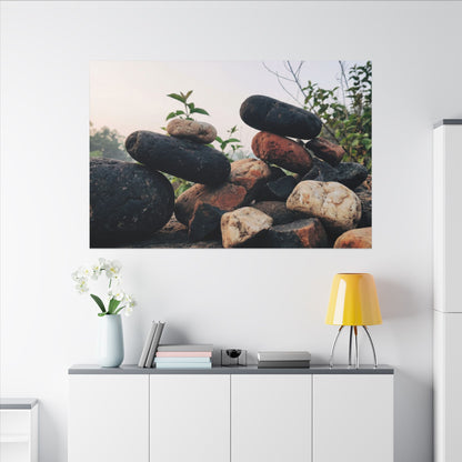 River Stones Canvas Art | Spring Kintsugi Broken Beauty Art