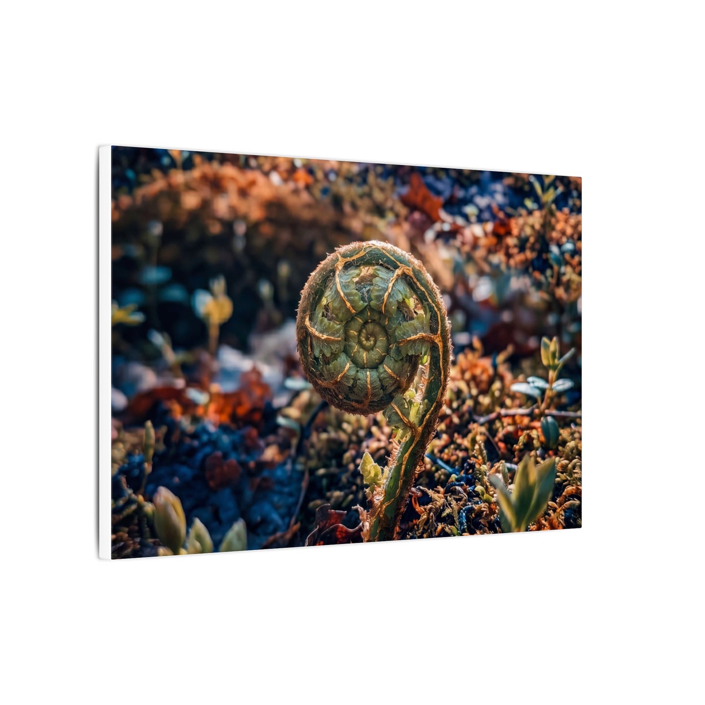 Kintsugi Fern Unfurling in Dappled | Gold Vein Canvas Art