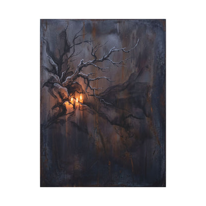 Winter Rust Patina Charcoal Ink Canvas Art | Atmospheric Decor