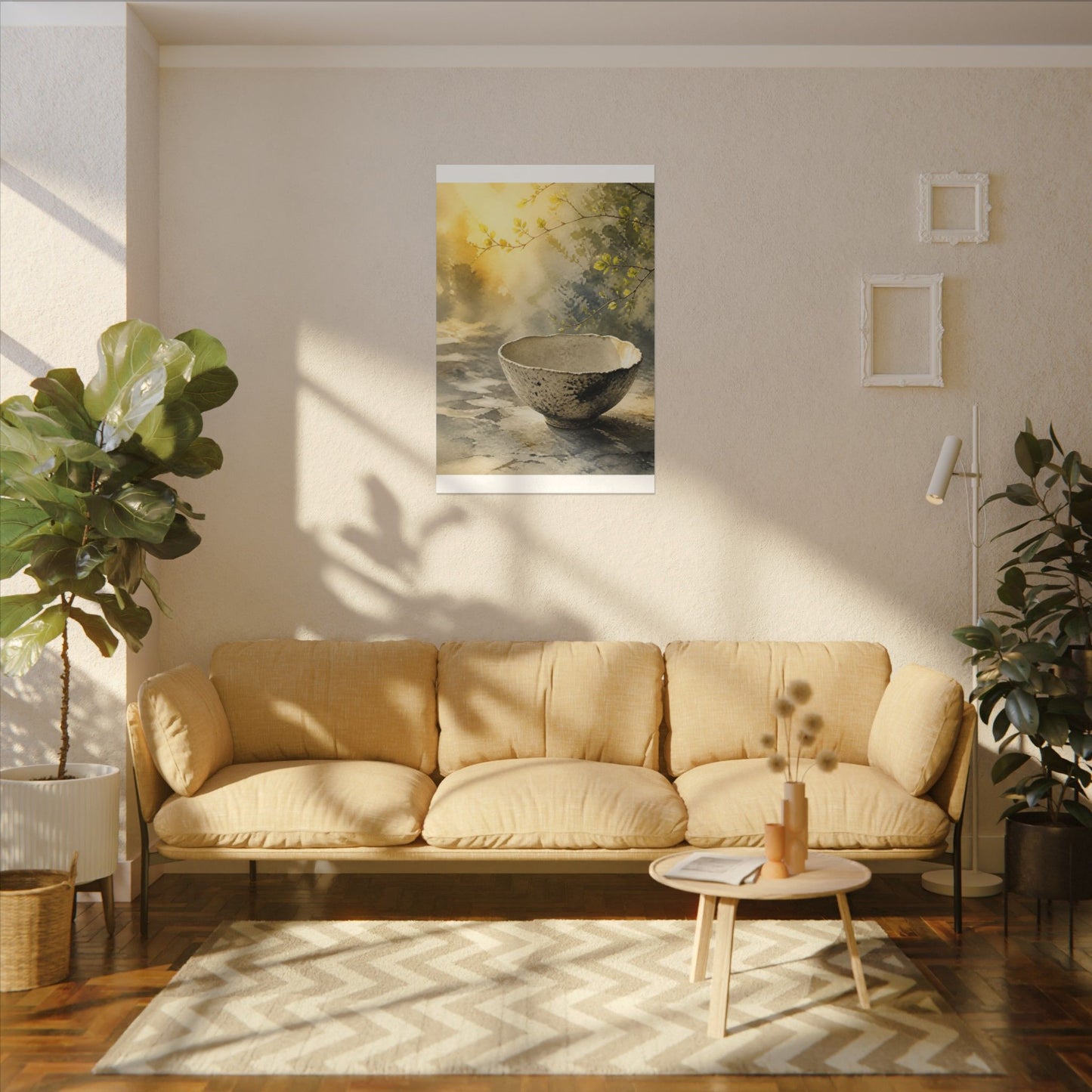 Cozy Ceramic Bowl Canvas Art - Watercolor Japandi