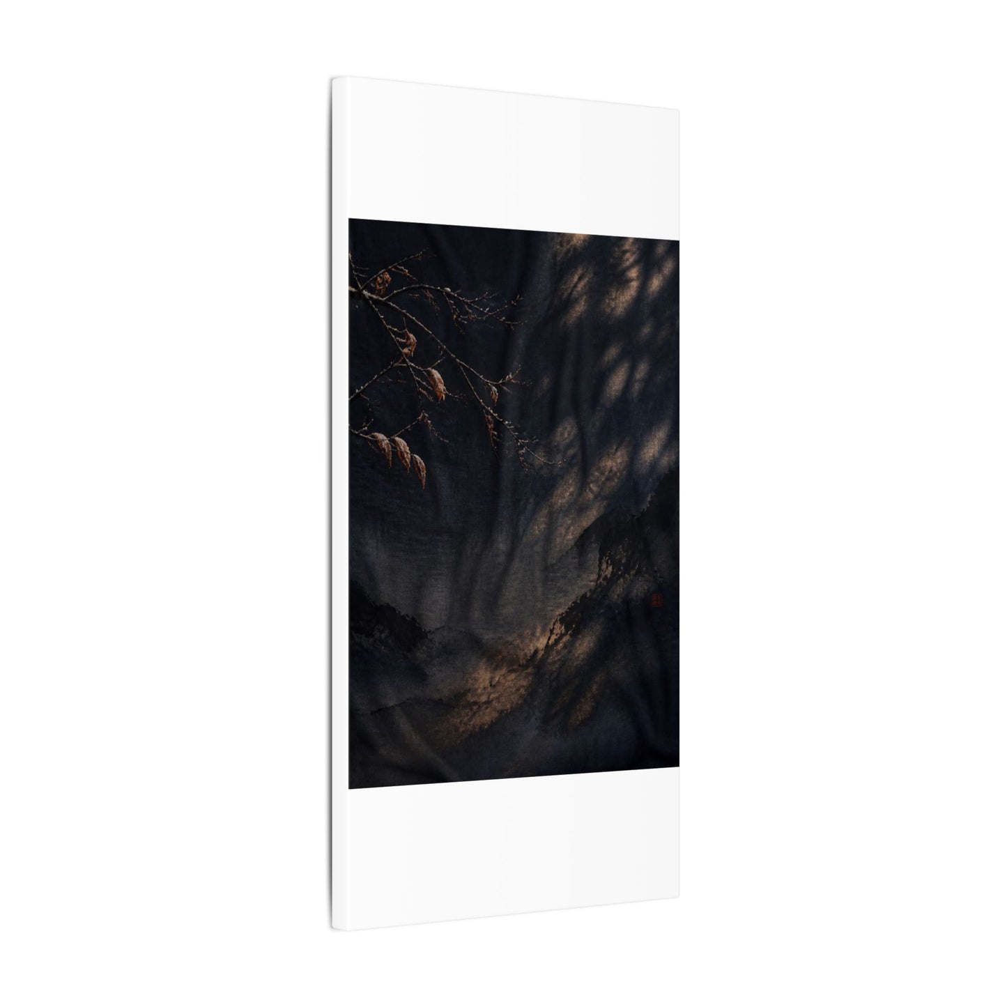 Atmospheric Silk Drape Canvas Art - Charcoal Ink Dark Japandi
