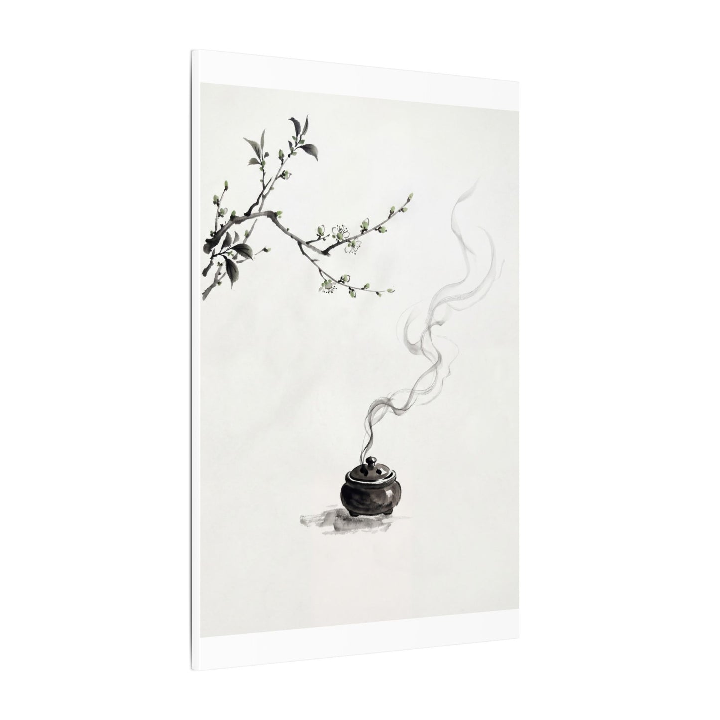 Calm Incense Smoke Canvas Art - Sumi E Zen
