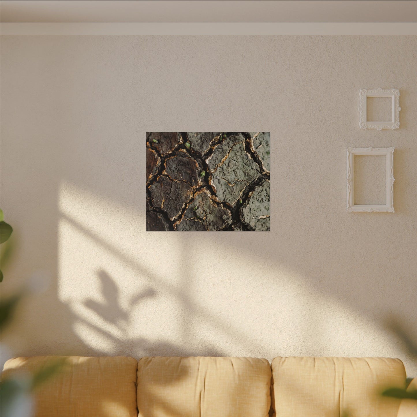 Earthy Cracked Earth Canvas Art - Japanese Pattern Japandi